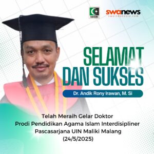 Ucapan Selamat kepada Dr Andik Rony Irawan, M. Si dari KAHMI UIN dan Redaksi Swa News 
