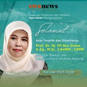 Kami segenap pimpinan dan redaksi Swa News mengucapkan selamat atas terpilih dan dilantiknya Ibu Prof. Dr. Hj. Ilfi Nur Diana, S.Ag., M.Si., CAHRM., CRMP sebagai Rektor UIN Maulana Malik Ibrahim Malang periode 2025-2029.