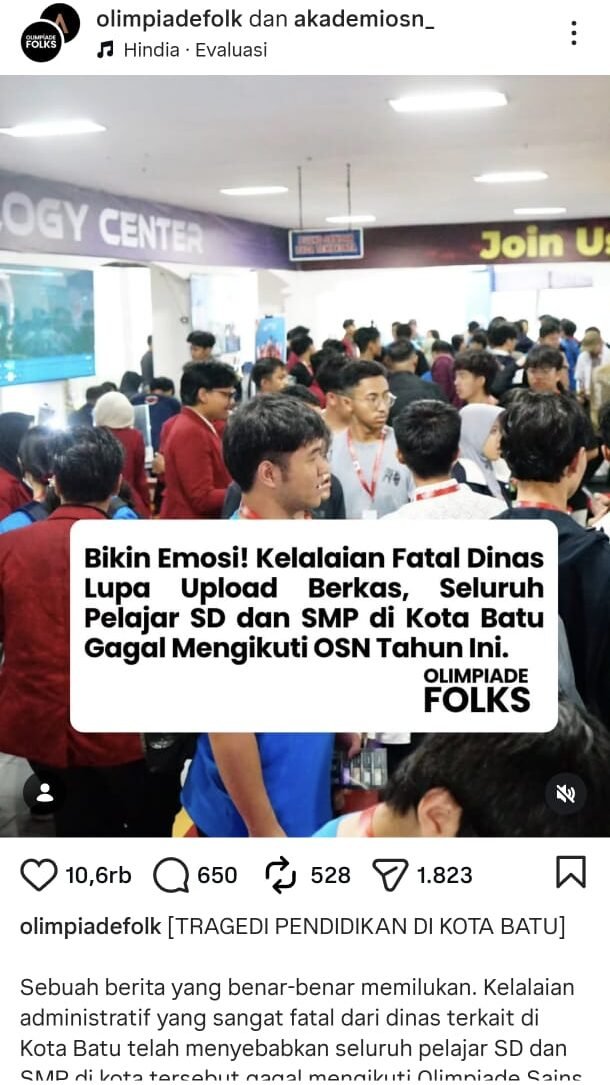 Dugaan Peserta OSN Kota Batu Tak Lolos