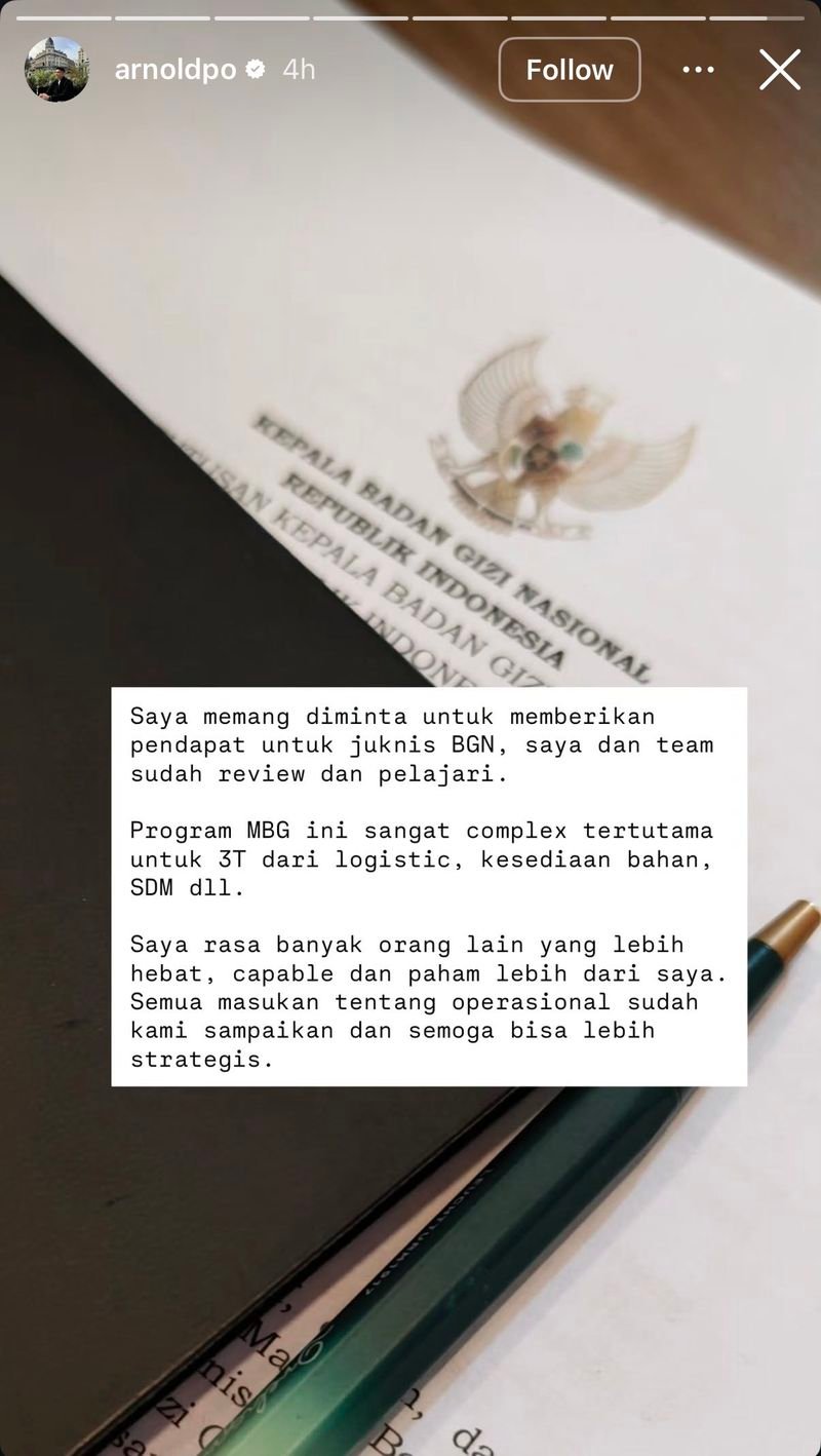 Chef Arnold Pilih Mundur