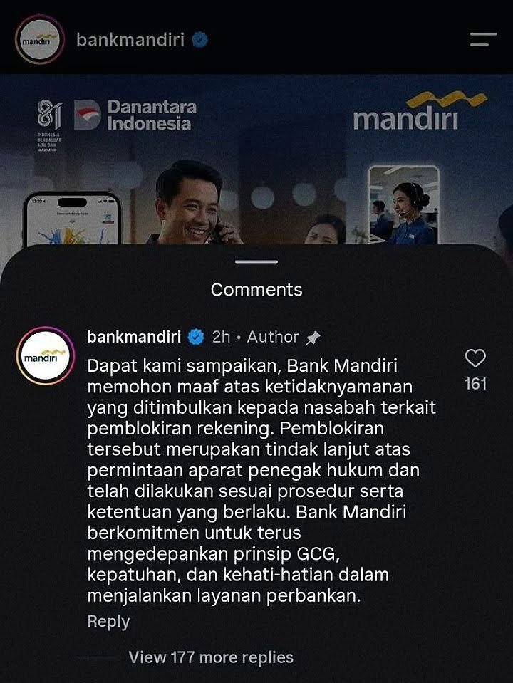 Pemblokiran Rekening Bank Mandiri Botok